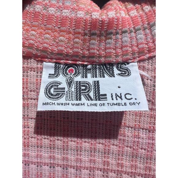 70s Johns Girl Vintage Abstract Southwest Knit Elbow Length Pullover Shirt - Picture 4 of 6